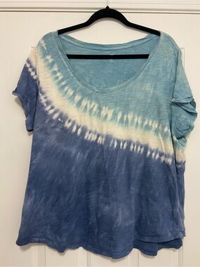 Old Navy Women's XXL Blue Tie-Dye Scoop Neck Top